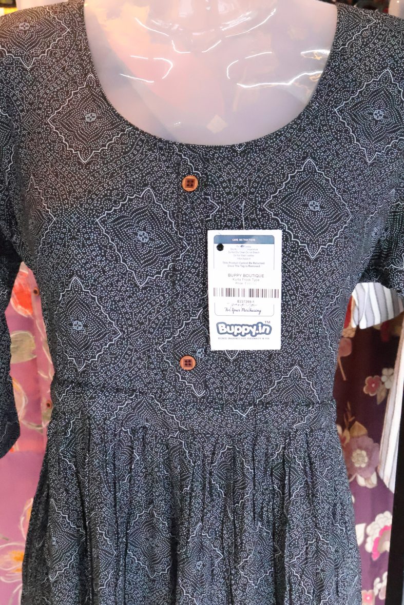 Classic Black Kurti with Elegant White Prints – Style That Speaks