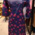 Floral Printed Blue Kurta with Pink Flower Embellishments