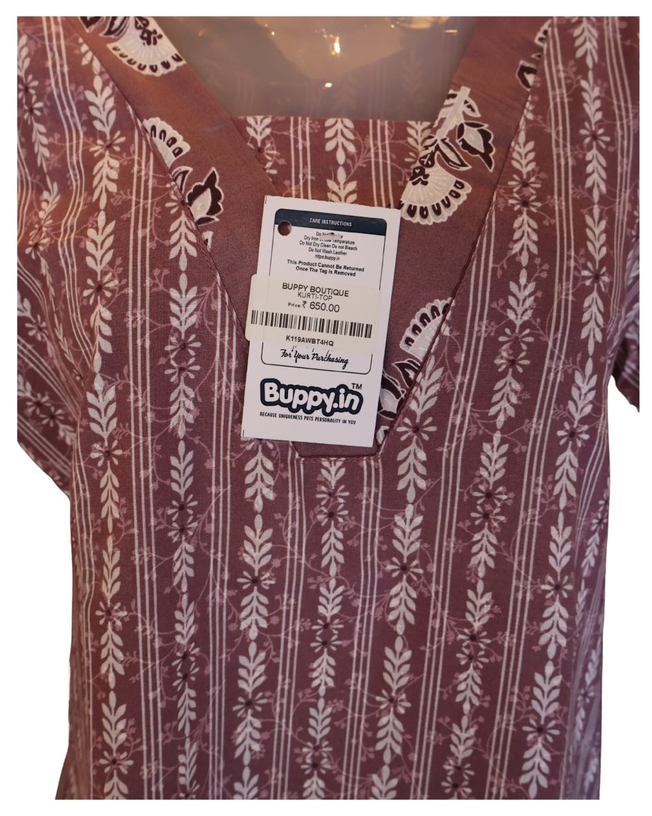 Dusty Rose Floral Stripe Kurti