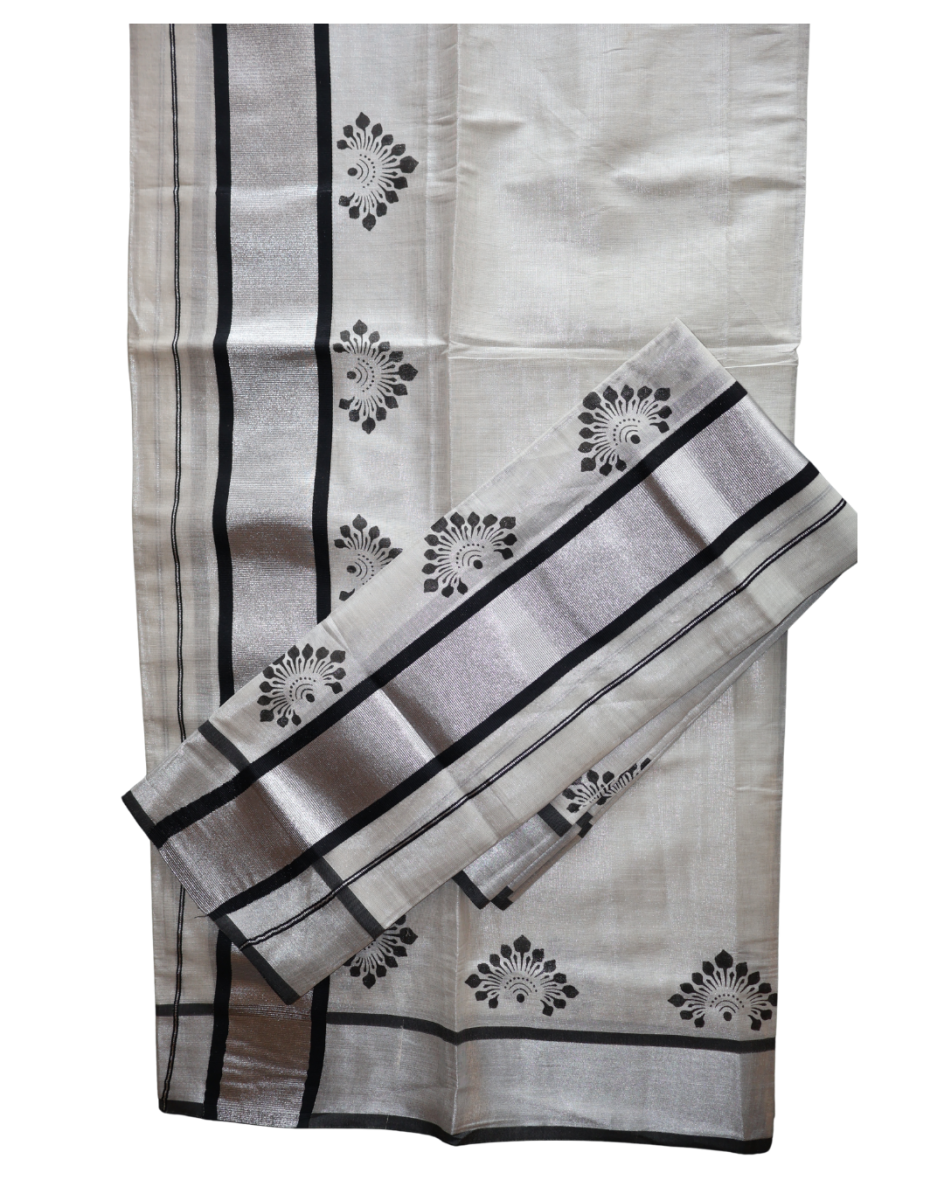 Kerala Traditional Leaf Print Set-Mundu