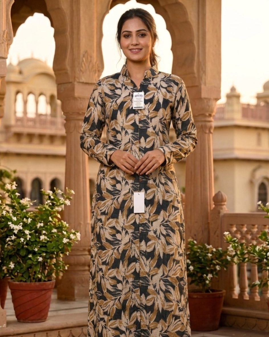 Women’s Charcoal & Tan Botanical Print Shirt-Style Co-ord Set