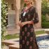 Women’s Black & Rust Paisley Print V-Neck Co-ord Set
