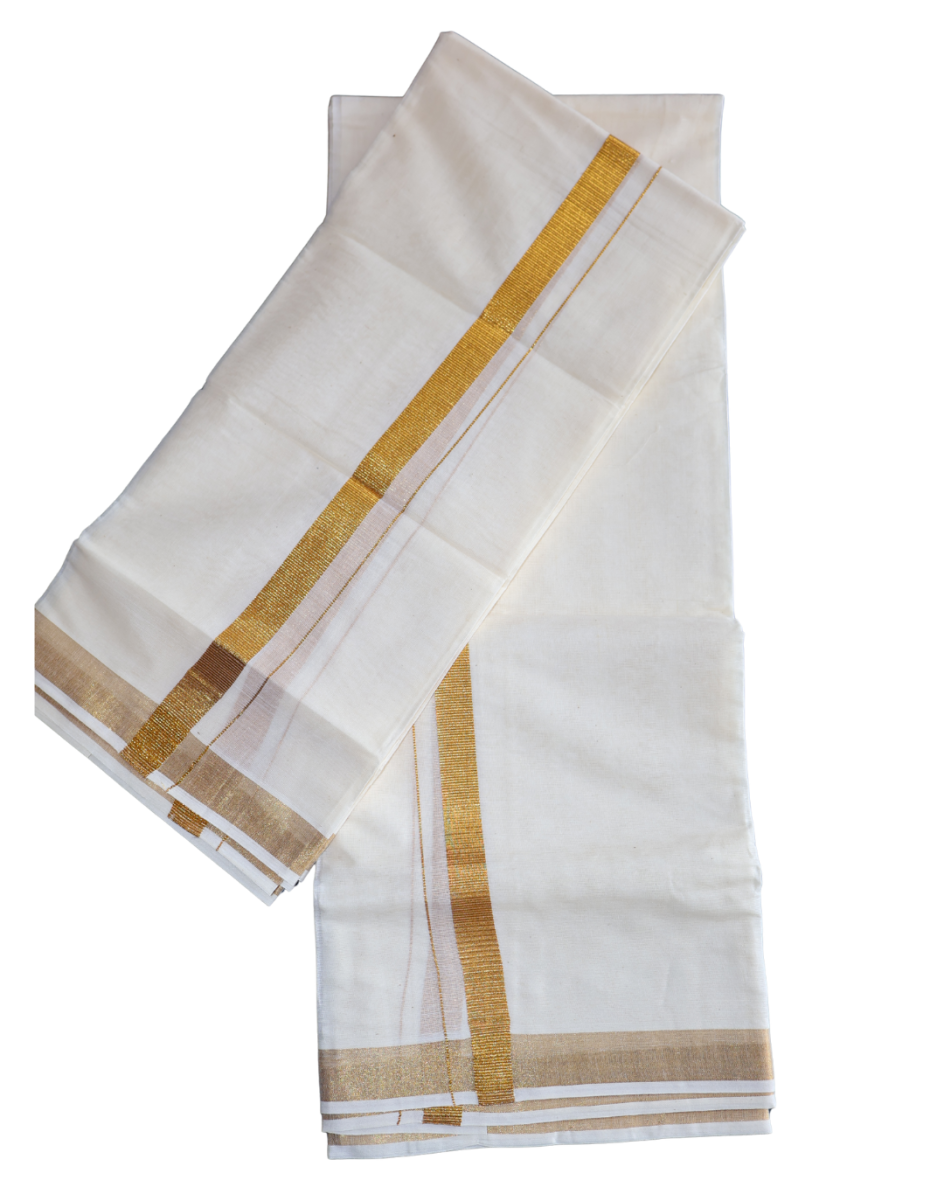 Kerala Traditional Golden Kasavu Set-Mundu