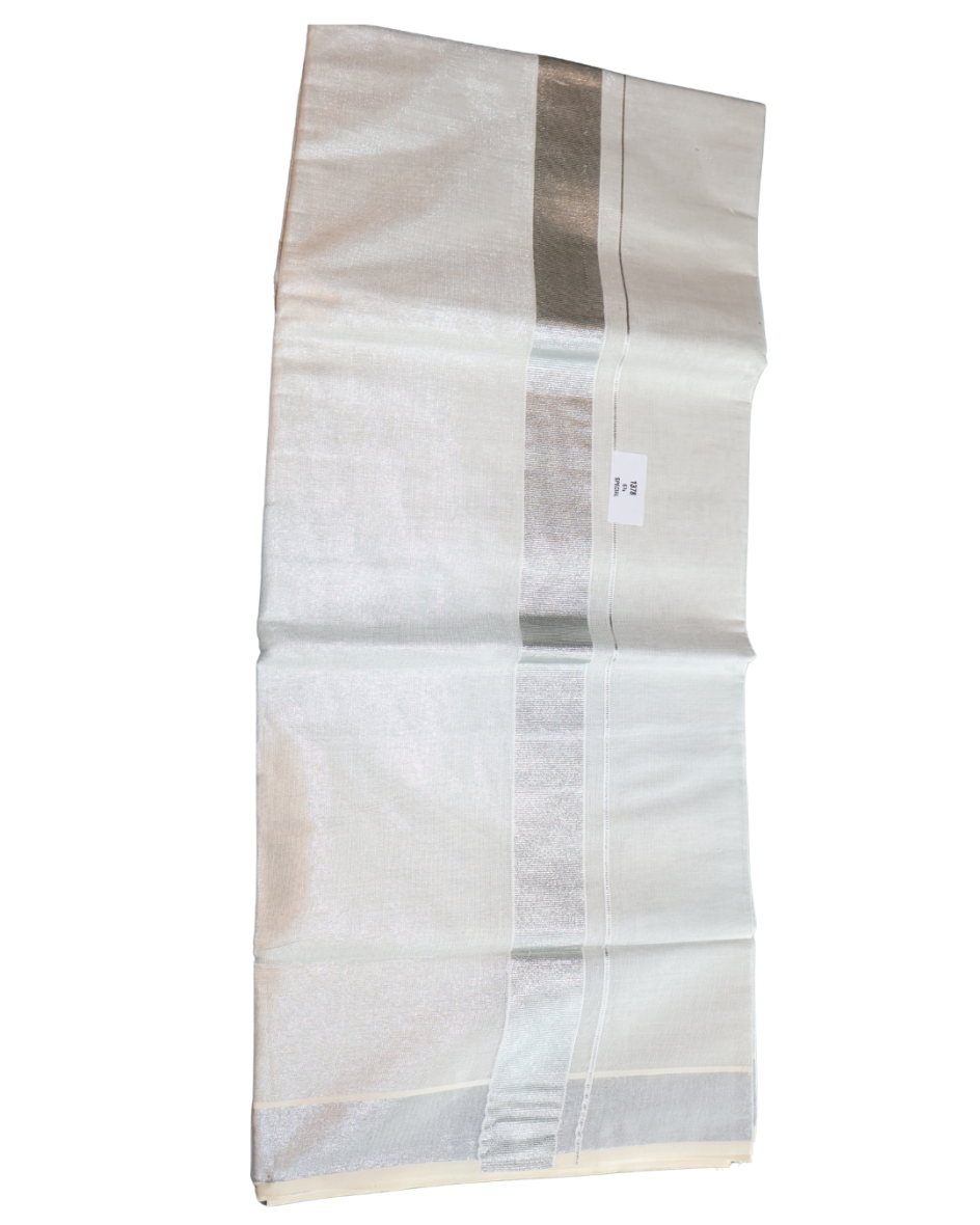 Kerala Traditional Silver Kasavu Set Saree