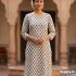 Classic White & Black Block Print Kurti- Top