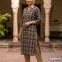 Midnight Floral Kurti Top with Lining & 3/4 Sleeves (XL)